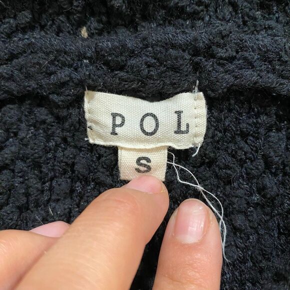 POL Black Popcorn Knit Hoodie Sweater Women’s Small – Cozy Textured Pullover - Picture 3 of 6